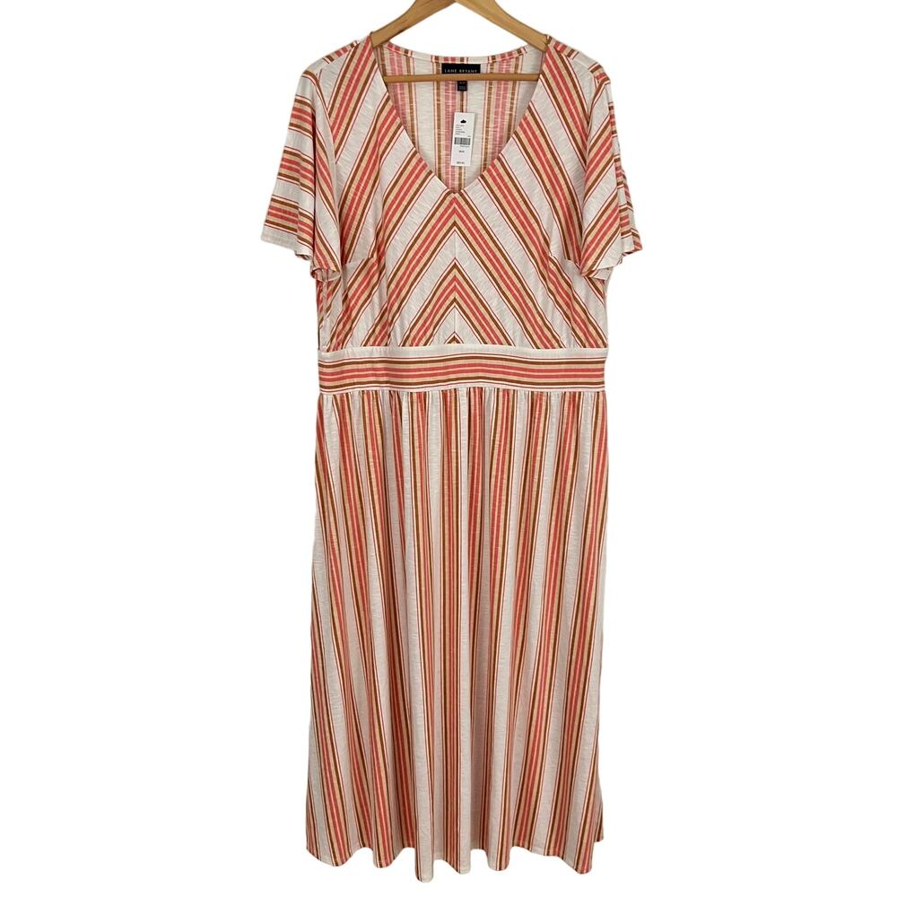 Lane Bryant Short Flutter Sleeve Striped Maxi Dress Size 18/20 NEW